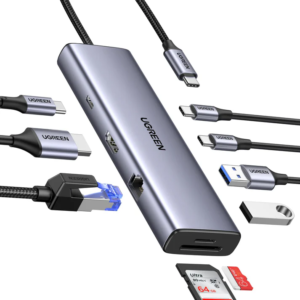 Ugreen USB-C to 2*USB3.0+2*USB-C+HDMI+RJ45+SD&TF +PD port Converter - 15375