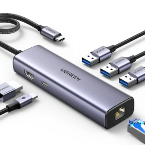 Ugreen USB-C To 3*USB 3.0 A+HDMI+RJ45+PD Converter - 15598