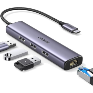 Ugreen USB-C to 3×USB3.0 Hub+RJ45 Ethernet Adapter - 60600