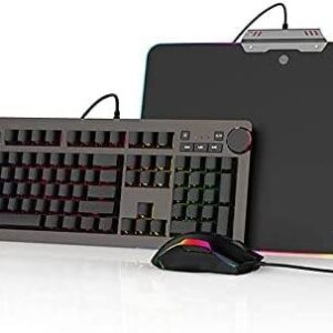 Ajazz RGB Linkage Triad Gaming Keyboard, Mouse and Mouse Pad Combo, 12400 DPI, 18 Dynamic Backlits for Gamers PC