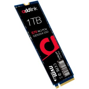 Addlink M.2 SSD 1TB S70 up to 3,400MB/s NVMe PCIe GEN 3×4 3D TLC NAND R/W up to 3,400/3,000 MB/s M.2 2280 Internal Solid State Drive