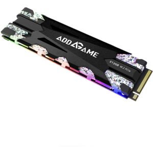 Addlink M.2 SSD 512GB X70 RGB Gaming up to 3,400MB/s NVMe PCIe GEN 3×4 3D TLC NAND with Heatsink Read 3,400MB/s/Write 2,000MB/s M.2 2280 Internal Solid State Drive