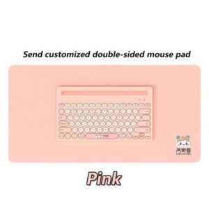 Ajazz 320i (Pink) Wireless Keyboard Dual Model Bluetooth Mini Portable Keyboard with Mouse Pad Ergonomic for Android IOS Laptop Desktop