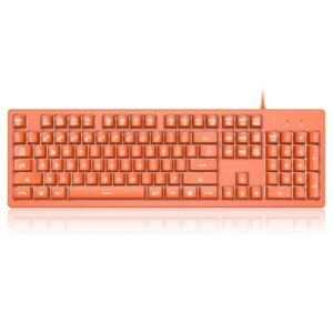 Ajazz DKS100 (Orange) Gaming Keyboard Mechanical Feel 104Key White Backlit Membrane Wired Keyboard Ergonomic for Gamer Tablet Desktop PC