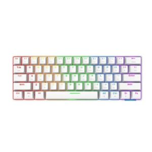 Ajazz STK61 (White) 61 Keys Bluetooth 5.0 Wired/Wireless Mechanical Keyboard with Backlit, Type C Cable, Compatible with Win/Android/Mac