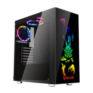 GC-608 STEELJAW GAMING PC Tempered Glass Front Side, 2 x RGB Fan, Micro ATX Desktop Chassis , Black – Redragon