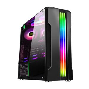 Game King Hunter Tempered Glass PC Casing With Front RGB Strip | Black
