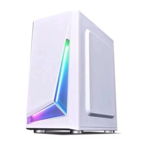 Game King Ice Blade Mid Tower Casing With Front RGB LED Strip | White