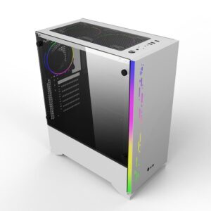 Game King Robin Mid Tower Casing With Side RGB Strip | White