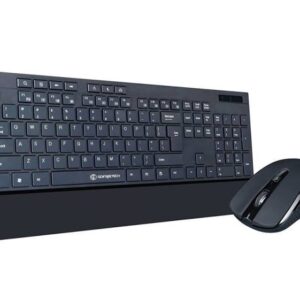 Gofreetech GFT-S002 2.4G Wireless Keyboard Mouse Combo, Plug & Play, 10 Metre Range, DPI 800/1200/1600, Ergonomic Design, Spill Proof Keyboard, Black
