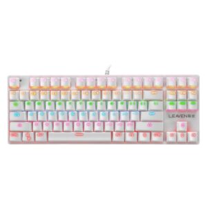 LEAVEN K550 Punk Tenkeyless (TKL) 87-Keys Mechanical Gaming Keyboard | Blue Switches | White