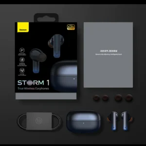 Baseus Storm 1 Adaptive ANC Bluetooth 5.2 Earphones TWS Earbuds, HiFi Sound Quality, Dynamic Noise Cancellation, APP Functions BLACK