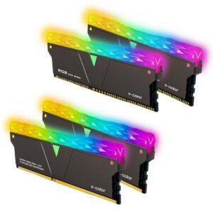 V-Color SCC(2+2) Prism Pro RGB 16GB(8GBx2)DDR4 DRAM 3200MHz Memory Kit – Jet Black