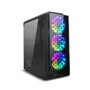 DarkFlash Water Square 5 Black Gaming Case Side Windows with 3pcs RGB Fans