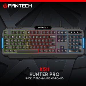 FANTECH K511 HUNTER PRO RGB Rainbow Back Light Membrane Gaming Wired Usb Keyboard Layout EN/US