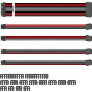 1stPlayer SteamPunk Sleeved Extension MOD Cables Kit - Black | Red | Gray